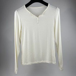 Classic White Long-Sleeve Henley Shirt